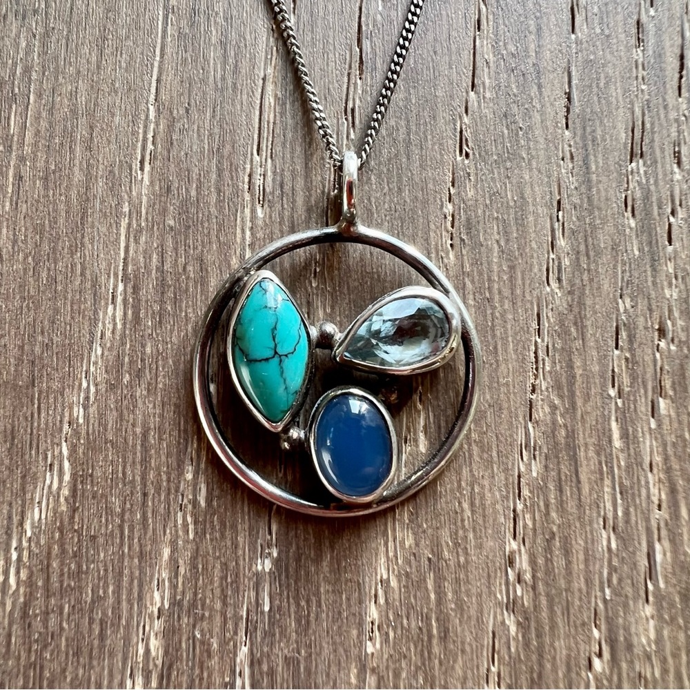 Tri-Stone Silver Necklace